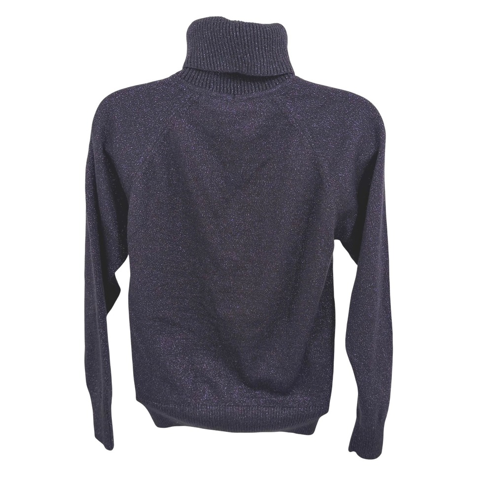 Escada Womens S Sweater Purple Metallic Virgin Wool Turtleneck Shimmer Knit - Picture 2 of 6
